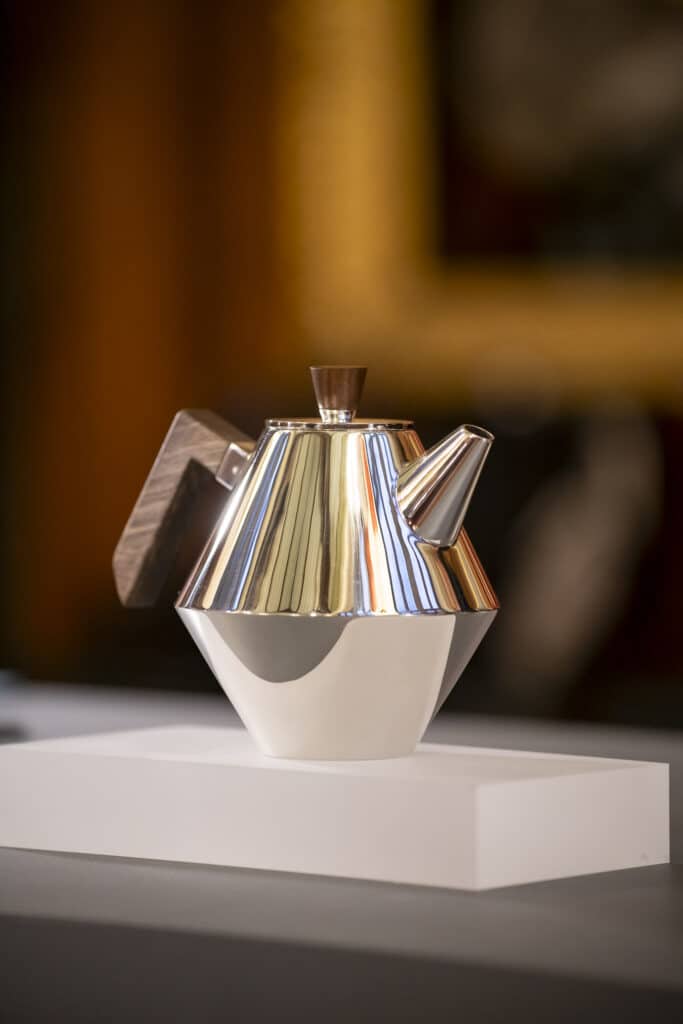 Walnut Wood and Sterling Silver Teapot